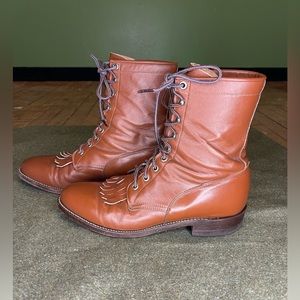 Justin Lace up Roper Boots Combat Moto Vintage